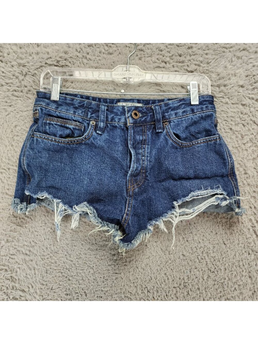 Free People Shorts Womens 26 Blue Denim Button Fly Cut-off Jean Jorts
